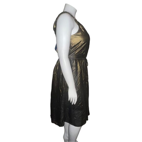 6th and Lane Bryant Gold Foil Sample Dress Sleeveless Fit & Flare Plus Size 14W - Picture 4 of 6
